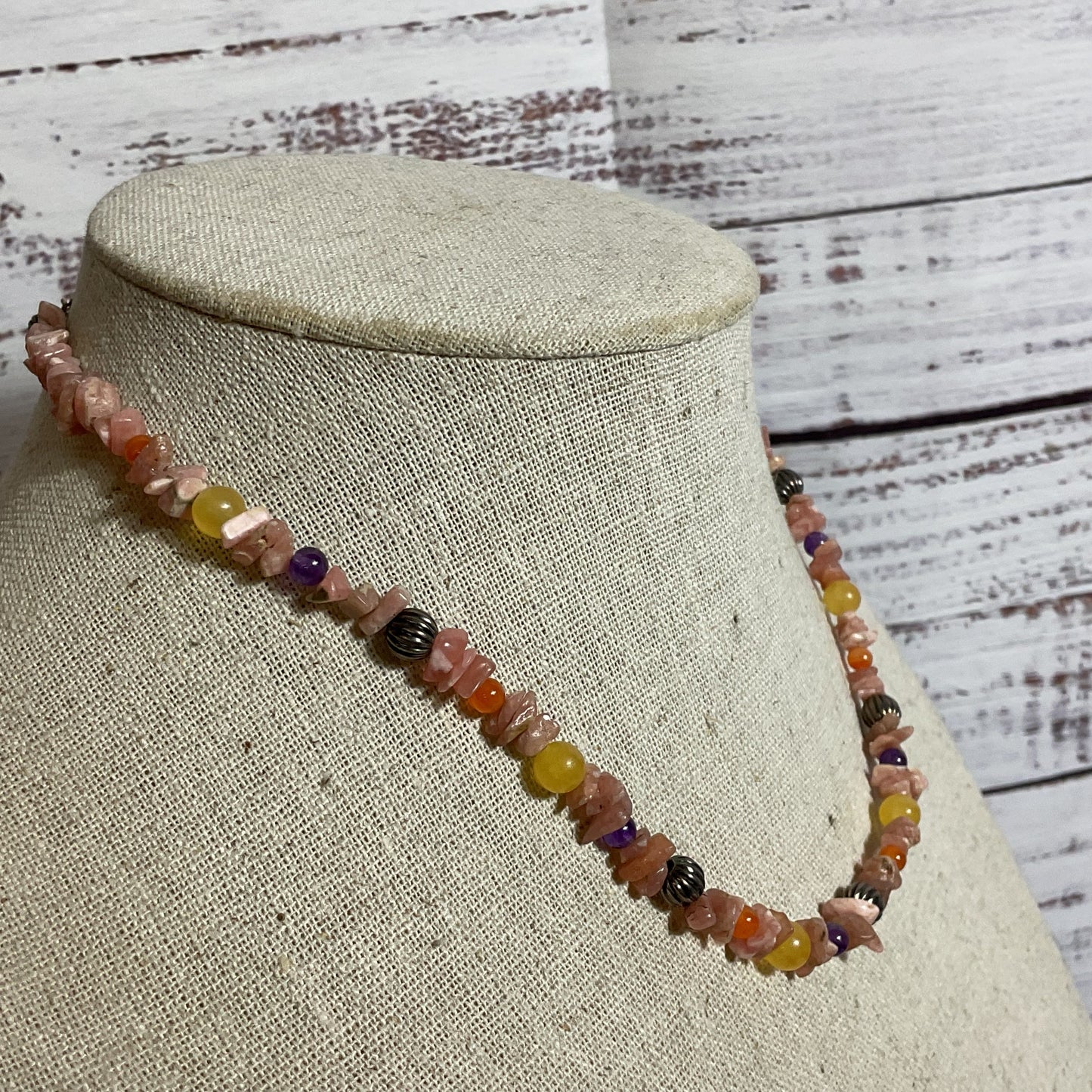 VTG. CAROLYN POLLOCK RELIOS Sterling Silver Beaded Multi Gemstone Necklace- 19"