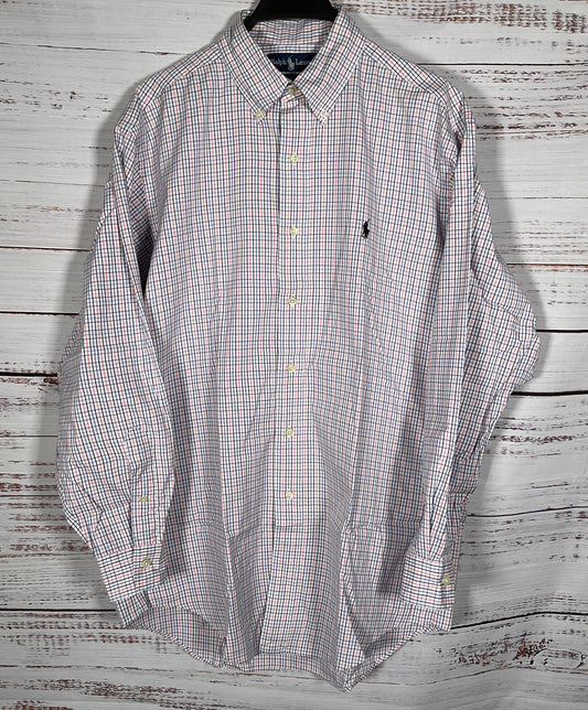Vintage 1990's Ralph Lauren Men's Multi-Color Gingham Button Down Shirt