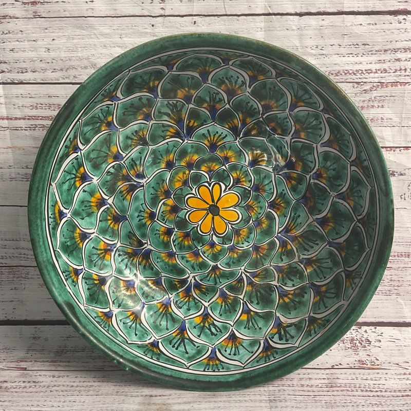 Talavera Castillo 10" Hand Painted Ceramic Serving Bowl Made In Mexico
