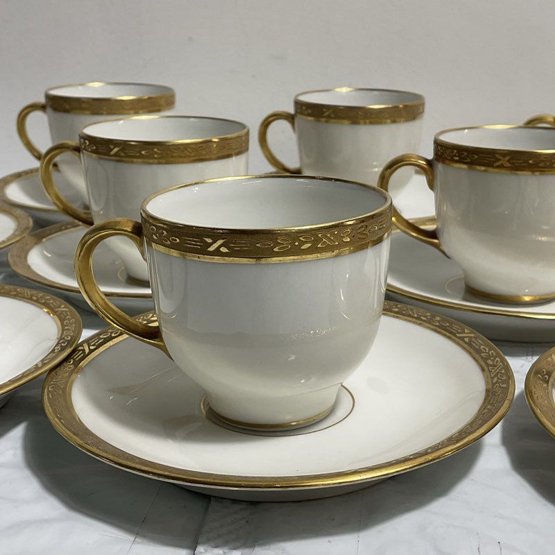 VTG. William Guerin & Co Limoges 23 Pc. Espresso Tea Cup & Saucer Set INCOMPLETE