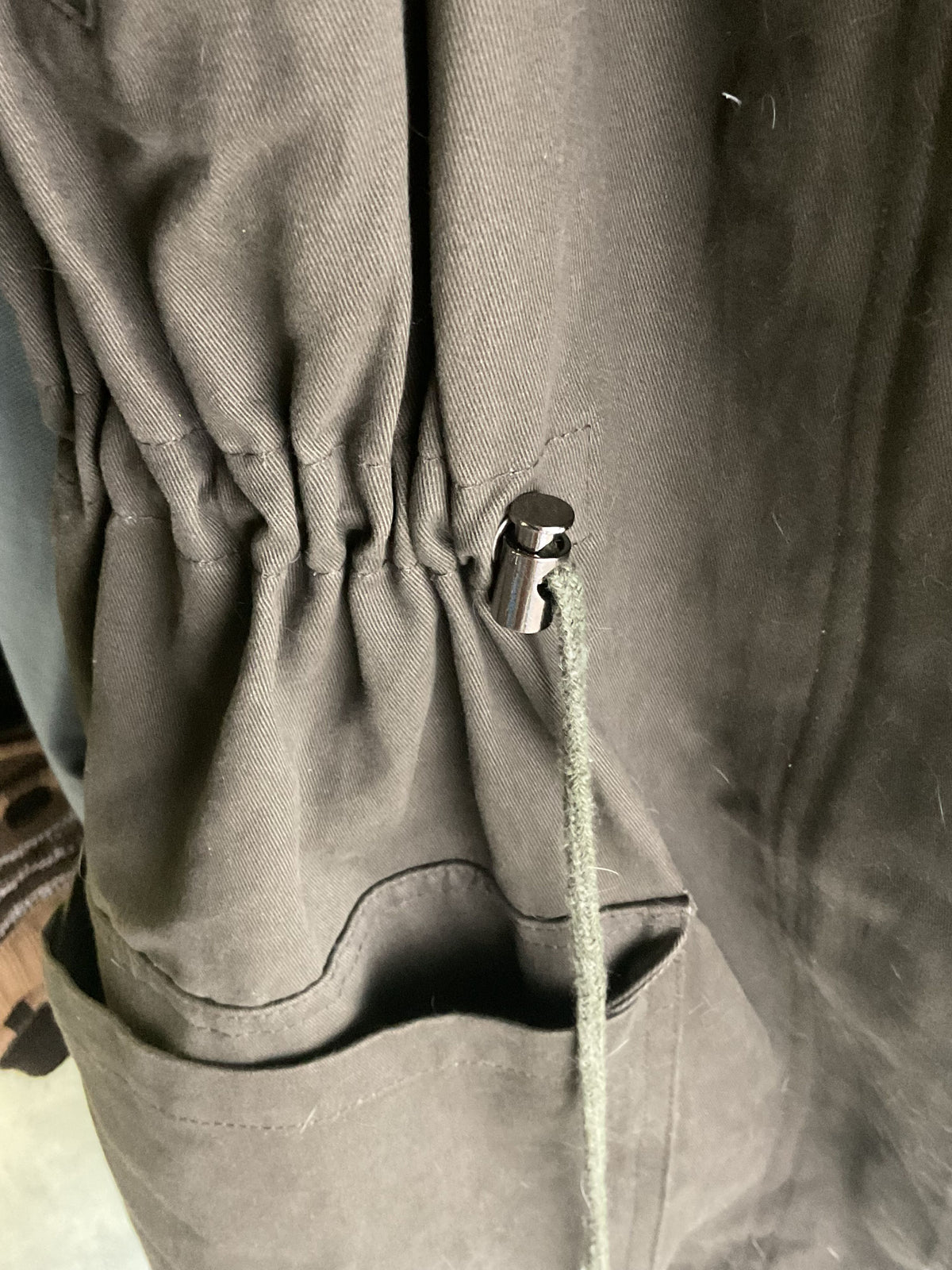 Love Token Olive Fur Lined Hooded Jacket - Size L