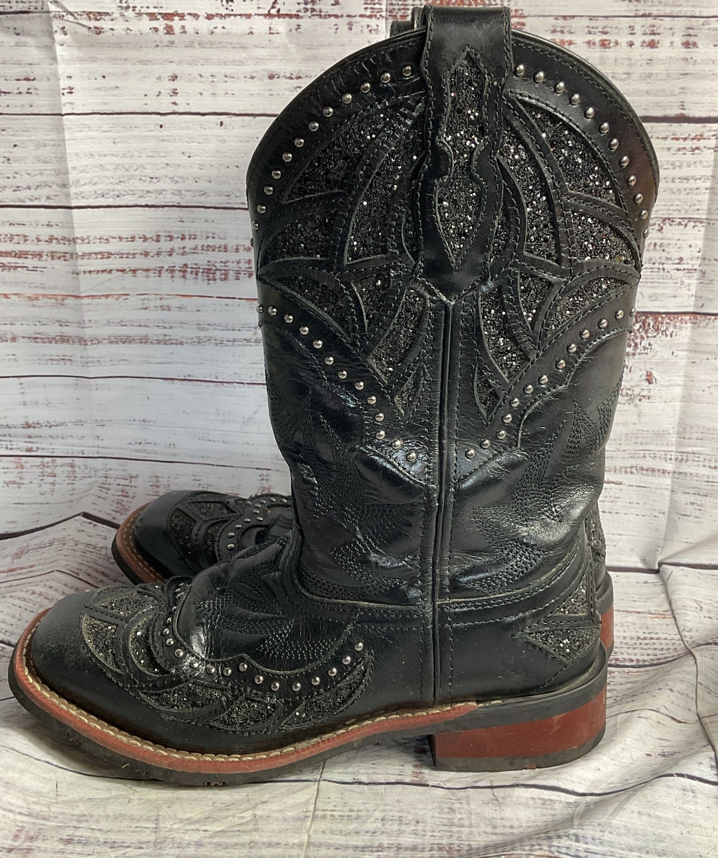 Laredo Eternity Women's Leather Cowboy Boots Black 7.5