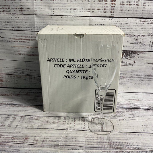 Set Of 6 Moet & Chandon Imperiale 9" Glass Champagne Flutes In Box