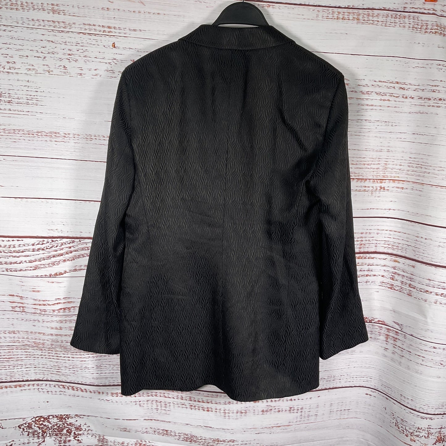 Emporio Armani Mr A Line Black Jacquard Wavy Stripe 1 Button Blazer Jacket 40US
