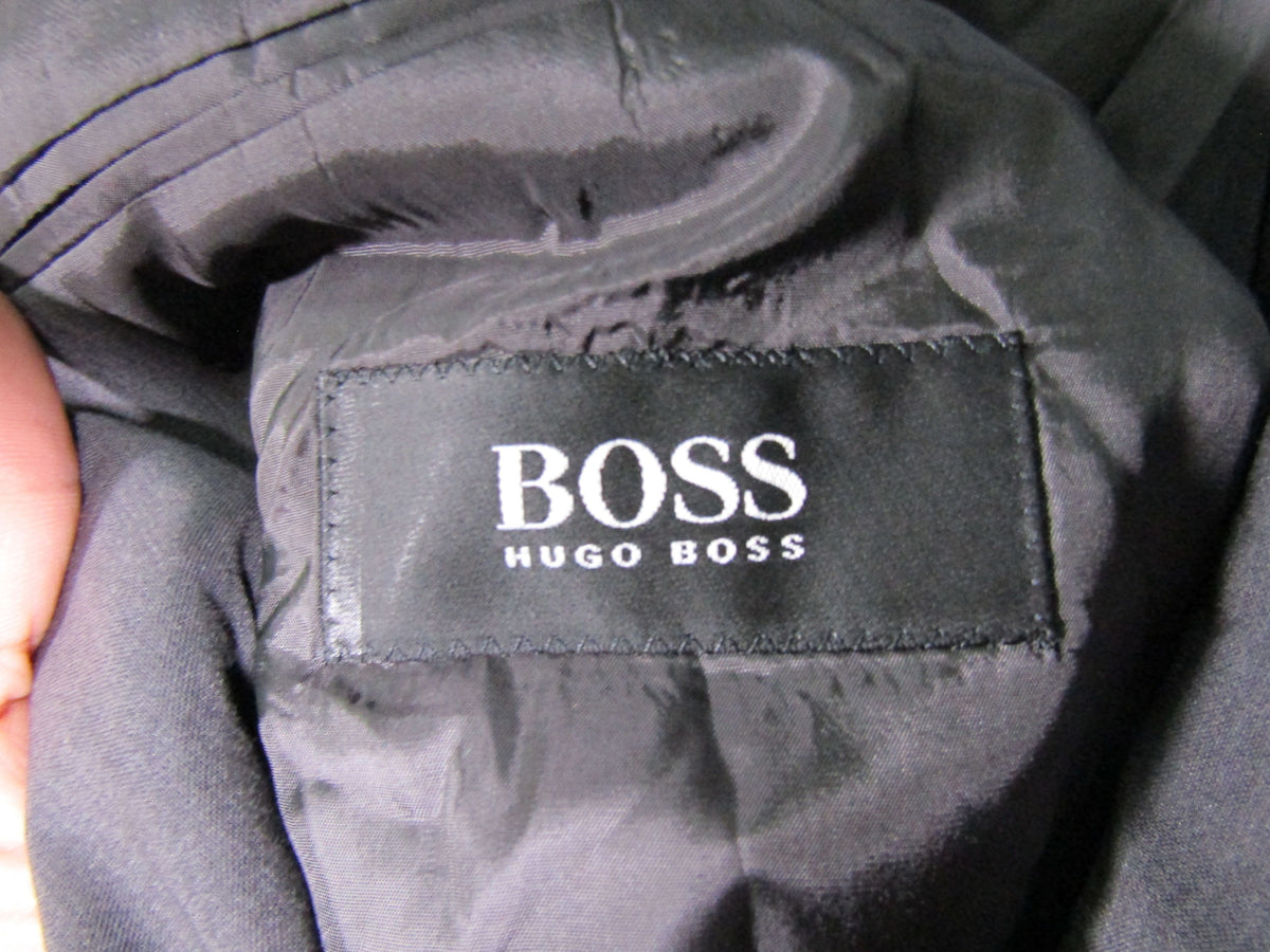 Vintage Hugo Boss Men's Gray Wool Blazer Jacket Size 38 Made in The USA