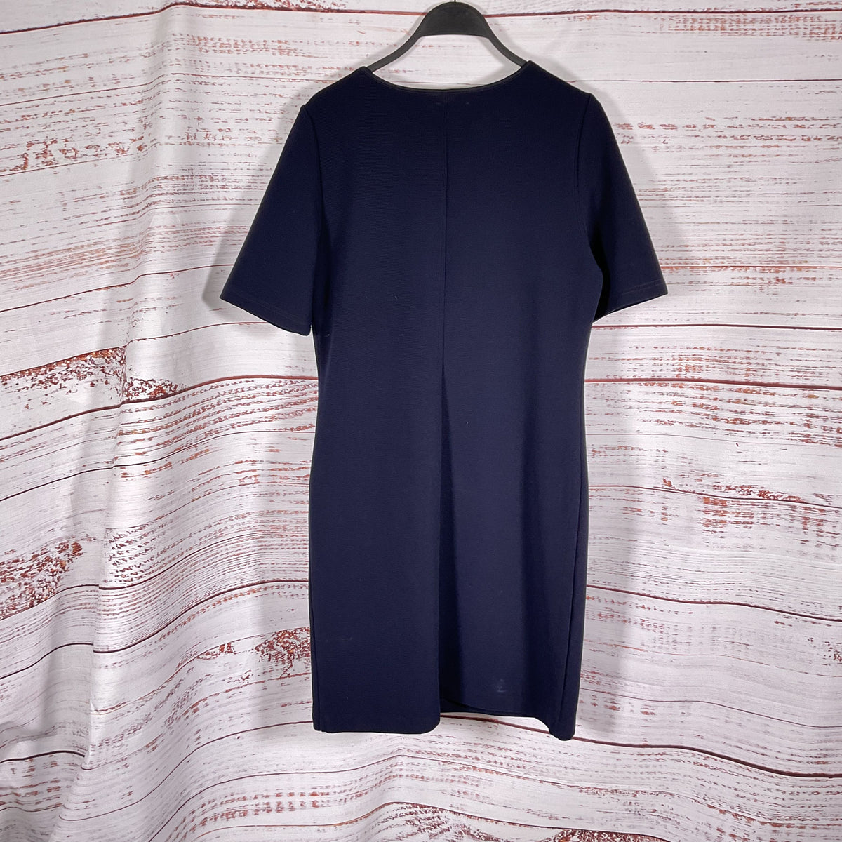 Mario Serrani Navy Blue Half-Sleeve Knee-Length Knit Shift Dress - Size M
