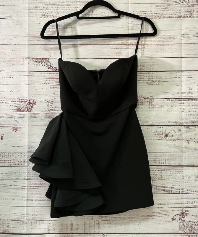 Women's Vatanika Black Strapless Cocktail Dress with side ruffle Size 4