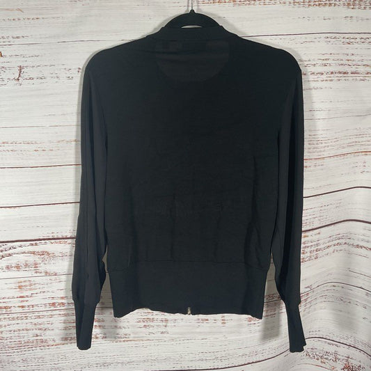 Ted Baker Black Floral Embroidered Full Zip Cardigan Bomber Jacket - Size 2