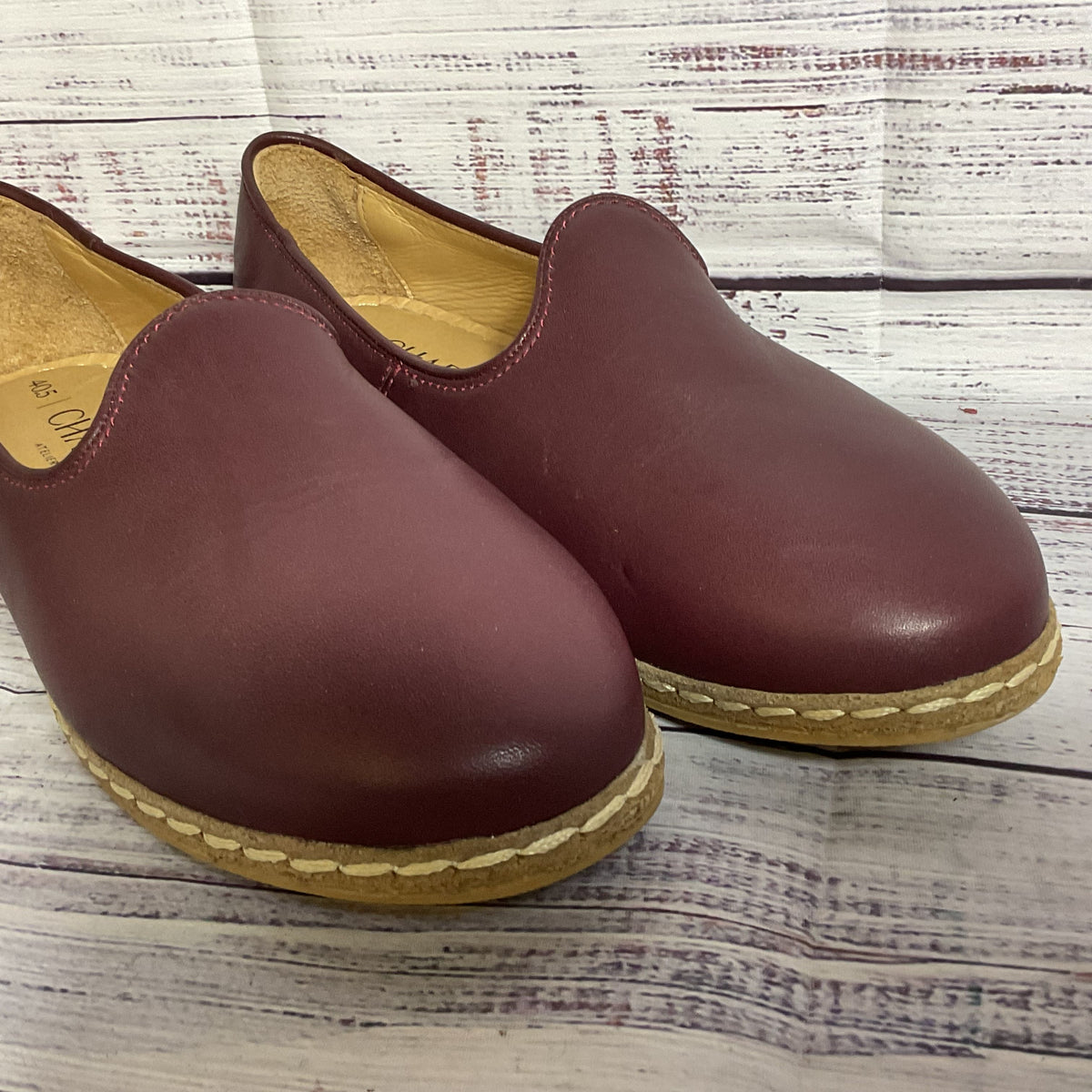 CHARIX Itelier Women's Bordeaux Leather Slip-On Flats- SZ 40.5/ 10.5 US
