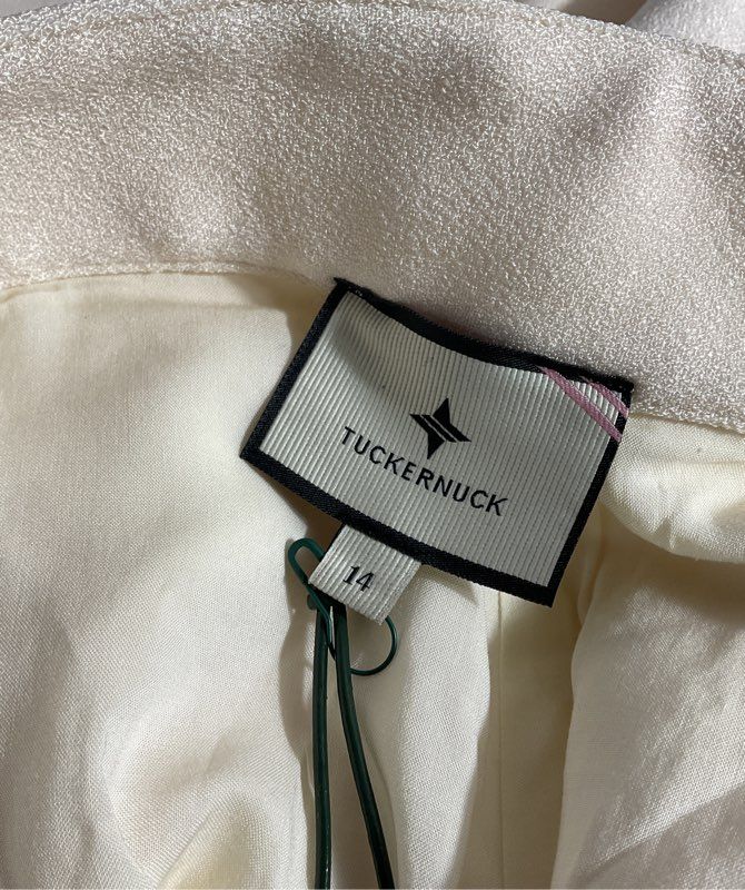 NEW Tuckernuck Women's Cream Wide Leg Acetate Pants Size 14