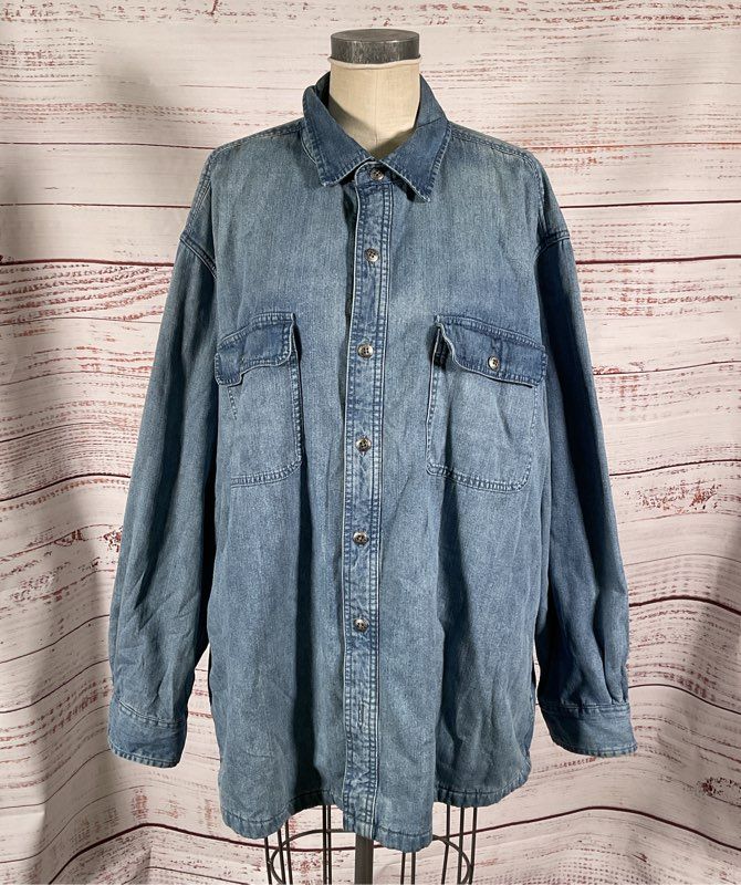 Orvis Men's Heavyweight Fleece Line Denim Shirt Blue XXL