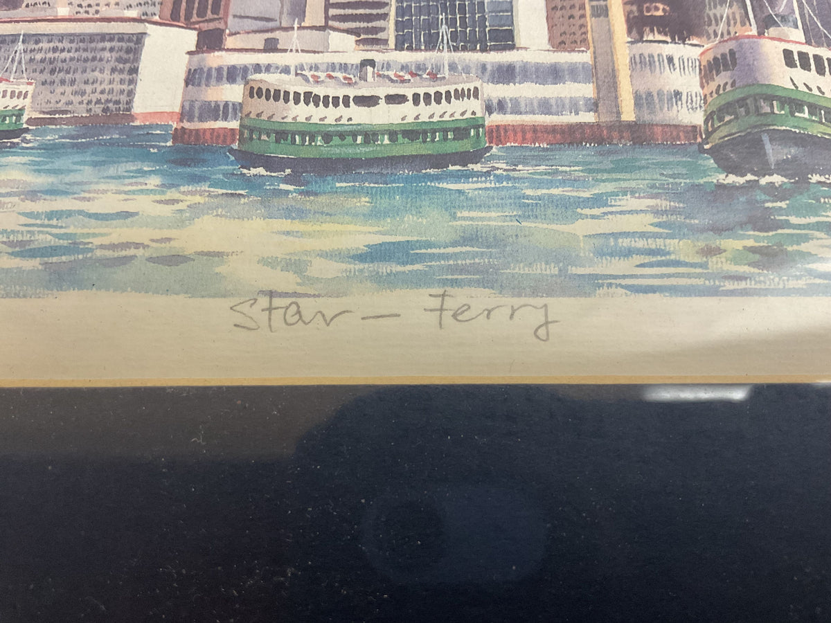 Star-Ferry Watercolor Print by Tik Lung Numbered and Signed Framed