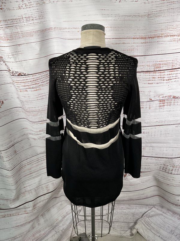 Alexander Wang x H&M Perforated Sheer Mesh Panel Long Sleeve Dress Size S