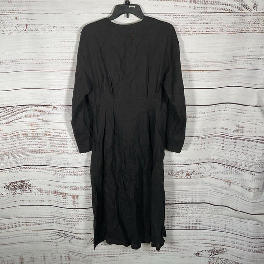 NWT Xirena Black Linen Belted Lucy Button Up Midi Dress - Size M