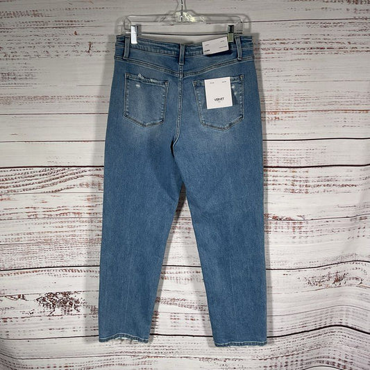 NWT Vervet Blue Lauren Distressed Medium Wash Tapered Straight Leg Jeans Size 31