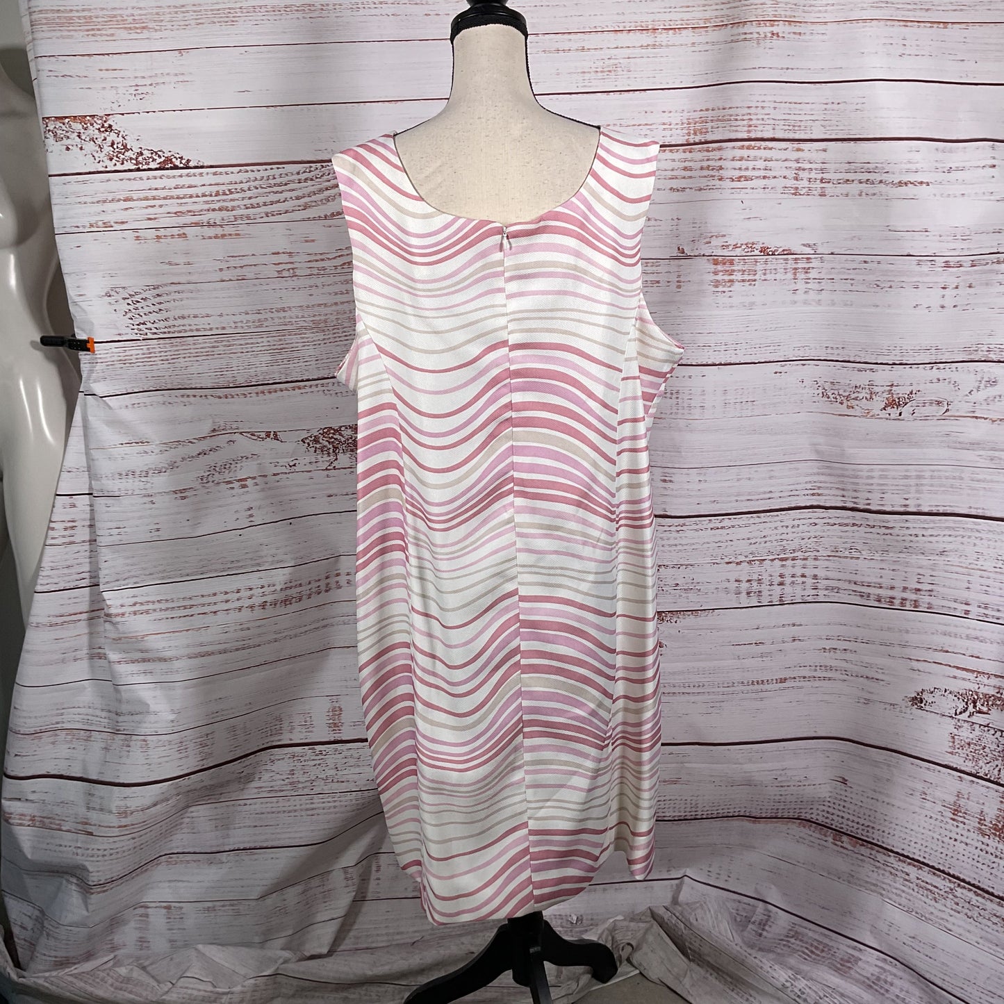 Ashro Pink White Stripe Pencil Dress & Jacket 2 Piece Set - Size 24