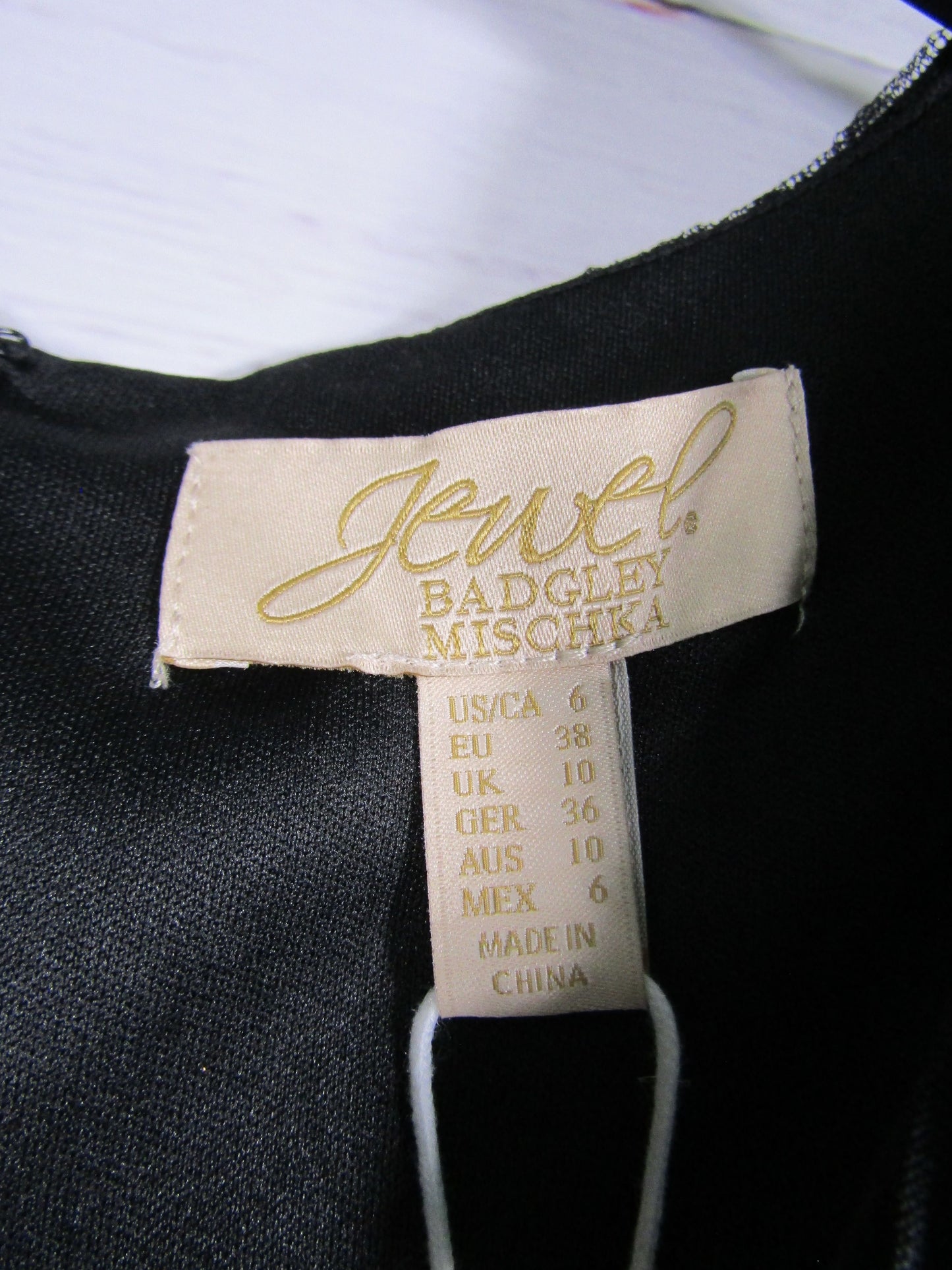Jewel Badgley Mischka Women's Black Textured Stripe Long Sleeve Tiered Cocktail