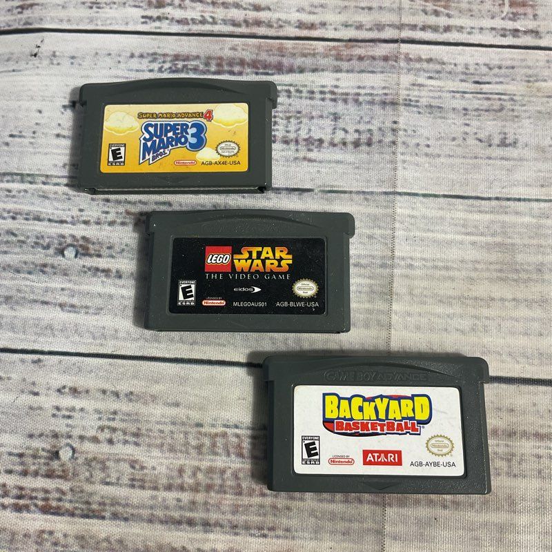 Lot of 2 Nintendo GBA Games Lego Star Wars, Super Mario 3, Backyard Basketball