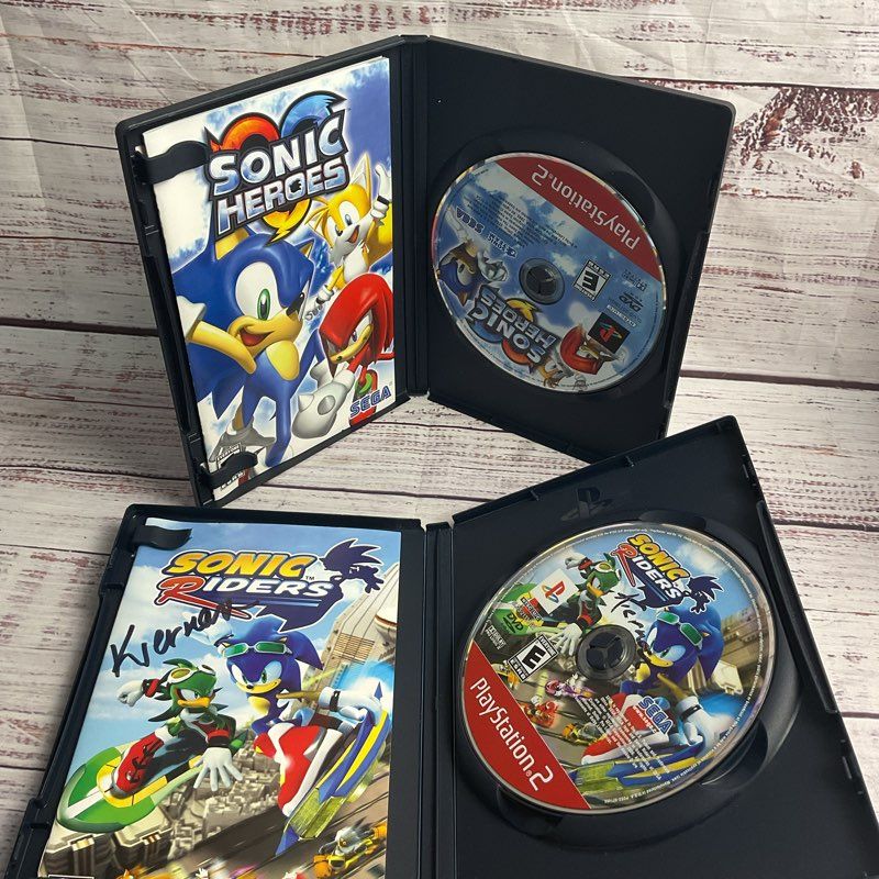 Sega Sonic Heroes & Riders CIB for Sony Playstation 2 PS2 Game Bundle