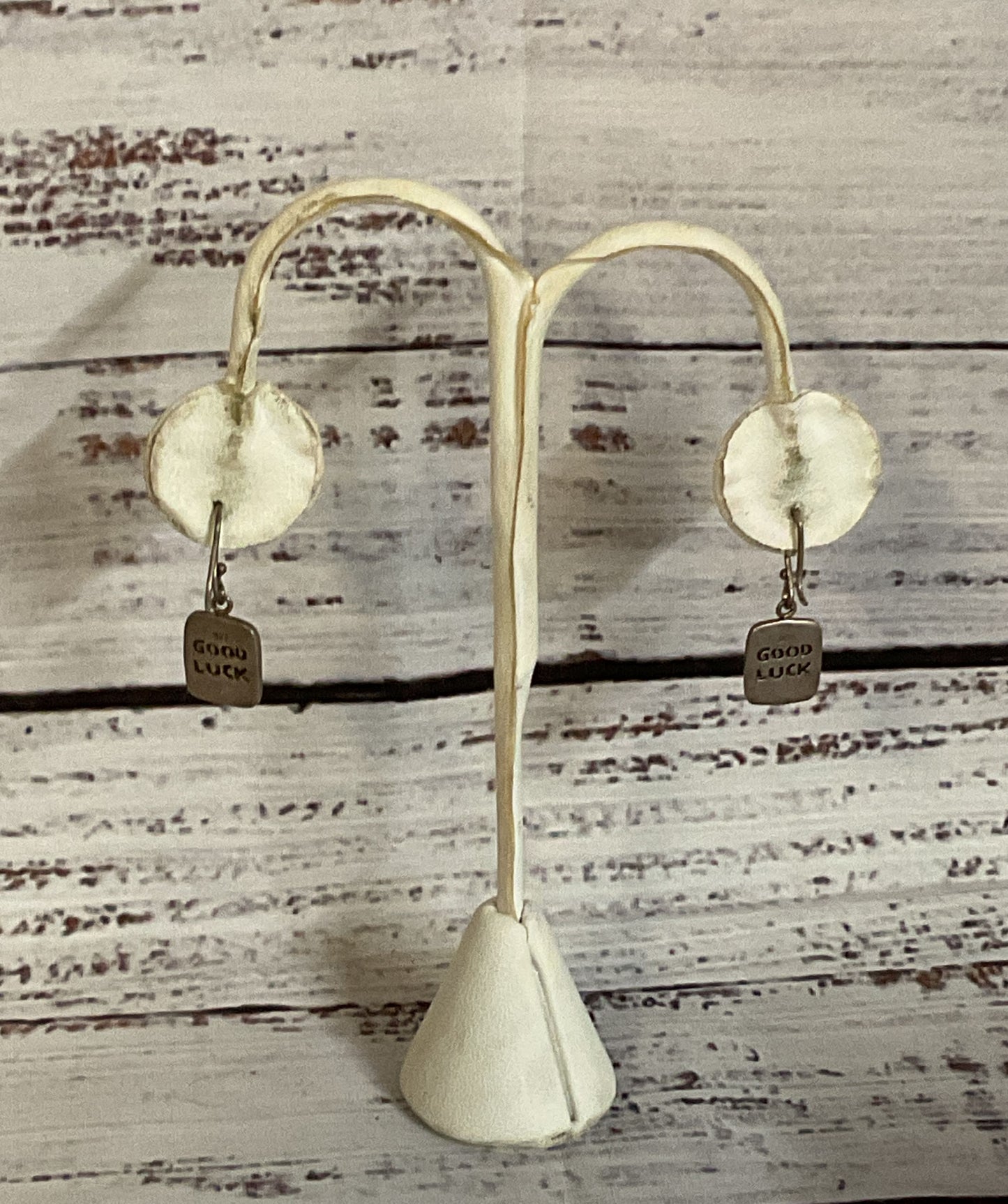 GOOD LUCK Chinese Sterling Silver Vintage Earrings