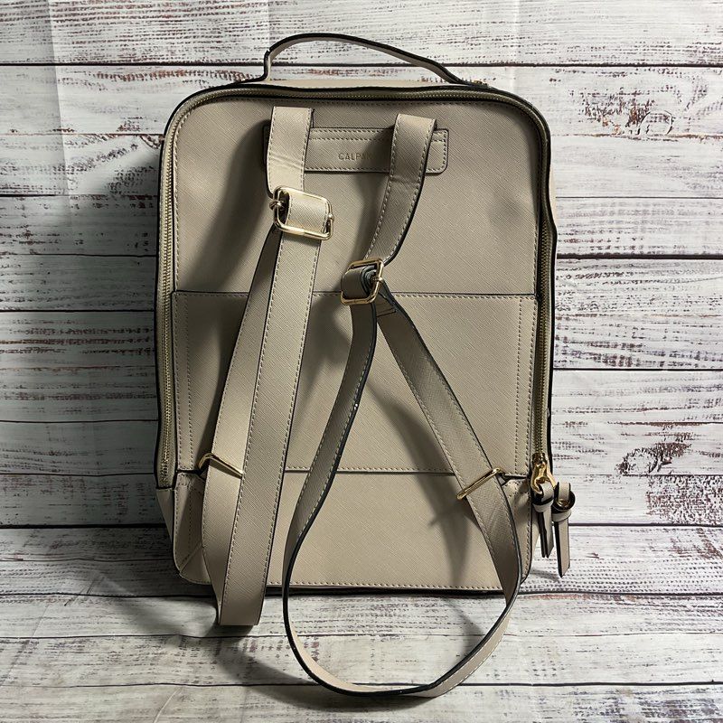 Calpak R+F Kaya Laptop Bog Star Print Beige Faux Leather Laptop Bag Backpack