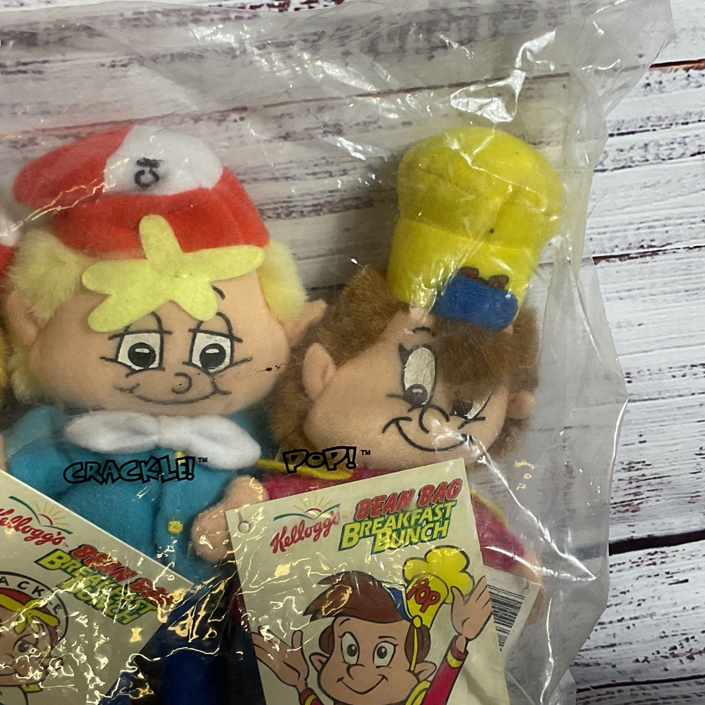 NEW VTG. Set of 3 Crackle & Design Kelloggs Collectible Plush Toys- 7"