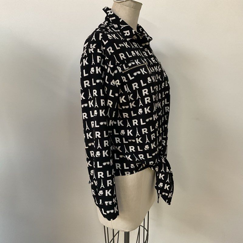 KARL LAGERFELD Monogram Waist-Tie Shirt- SZ S