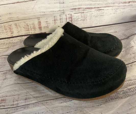 Jenni Kayne Suede Leather Shearling Lined Mules Black 6.5