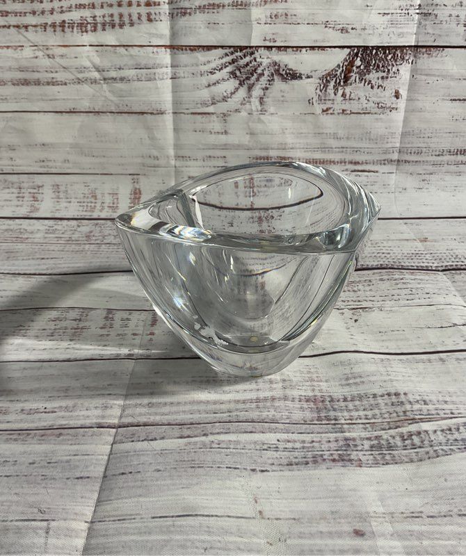 Orrefors Sweden Clear Glass Crystal Heavy Bowl Signed 3.25"x 5.25"