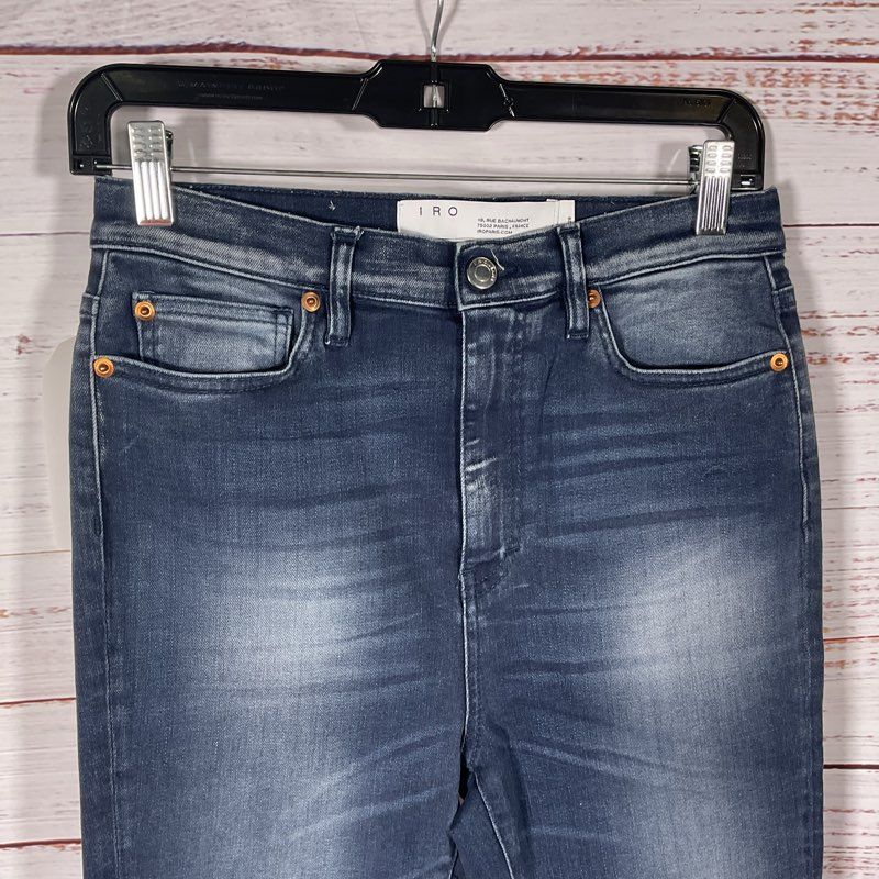 IRO Dark Wash Distressed Ankle Denim Blue WM22THIO Jeans - Size 28