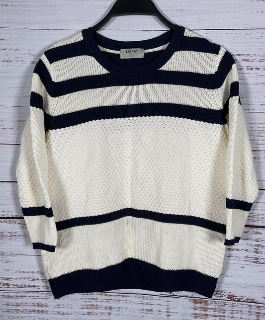 Loma Women's White Cotton Blend Knit Sweater Size XS