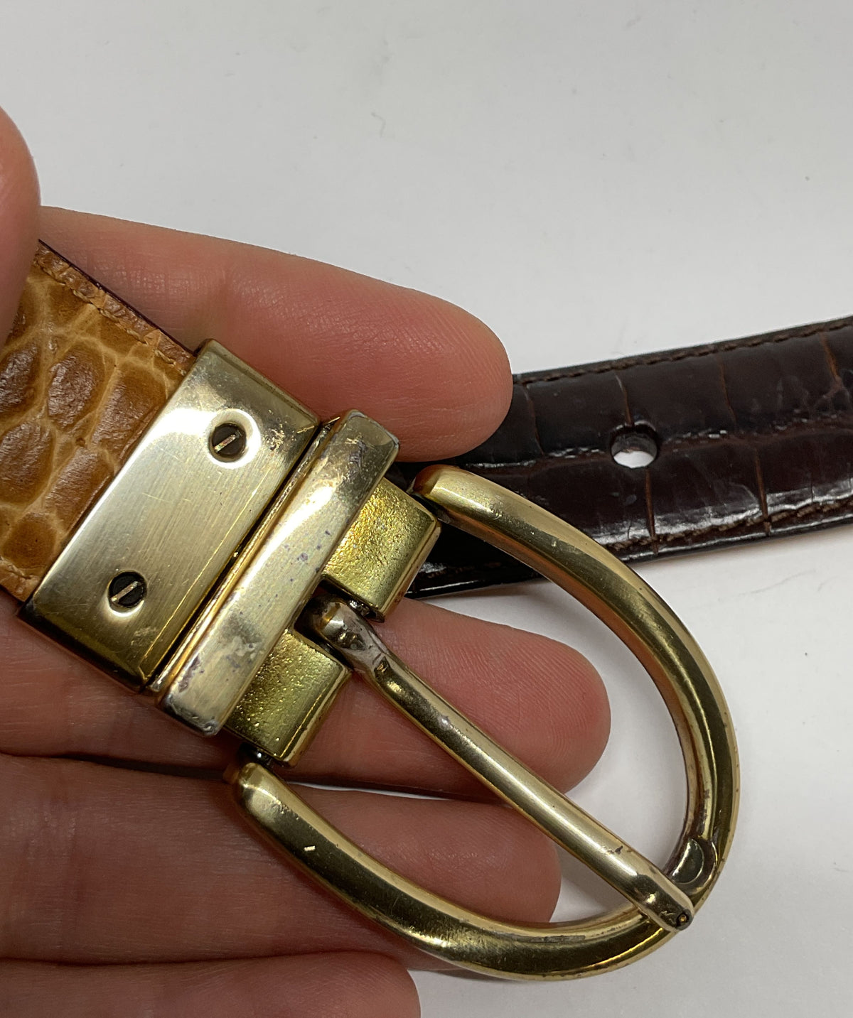 Ralph Lauren Brown Embossed Leather Vintage Belt