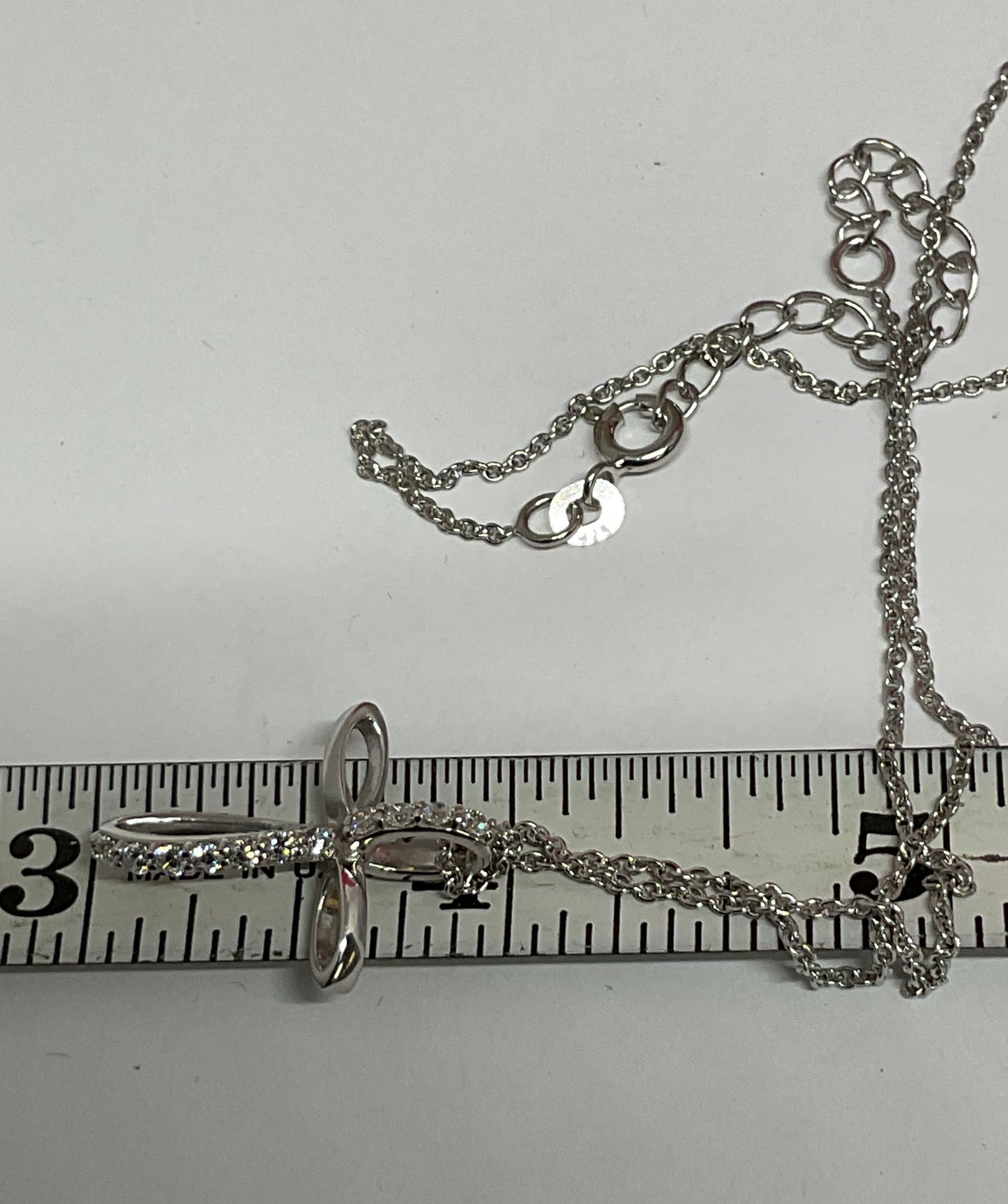 VEROZI Infinity Cross Sterling Silver Pendant Chain Necklace with CZ