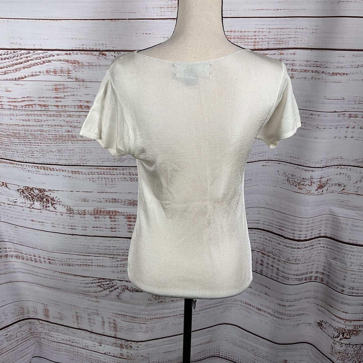 Ellen Tracy Linda Allard White Viscose Knit Shirt Top - Size M