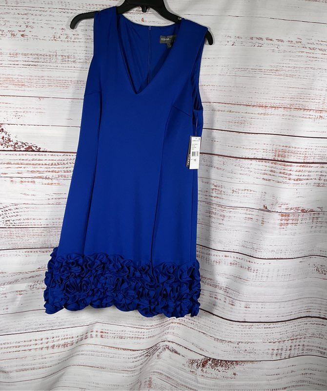 NWT Donna Ricco Cobalt Blue Dress with ruffled hem Size 10
