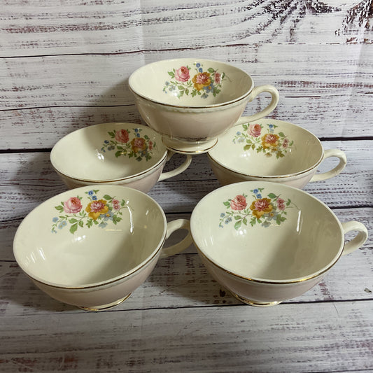 HOMER LAUGHLIN Eggshell Marilyn Pink Georgian 4" Teacups- Set of 5