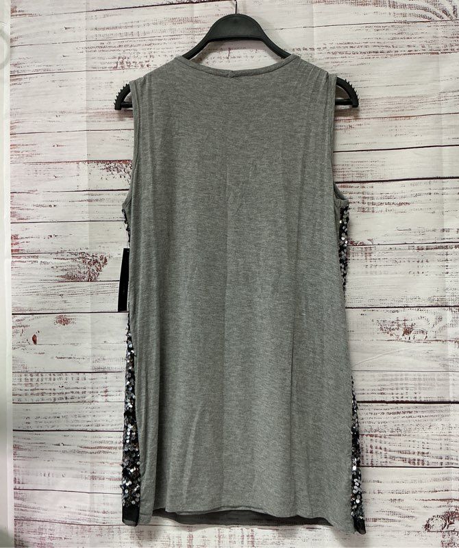 NWT Women's Elie Tahari Gray Sequined Tunic Top Size S Retail $148