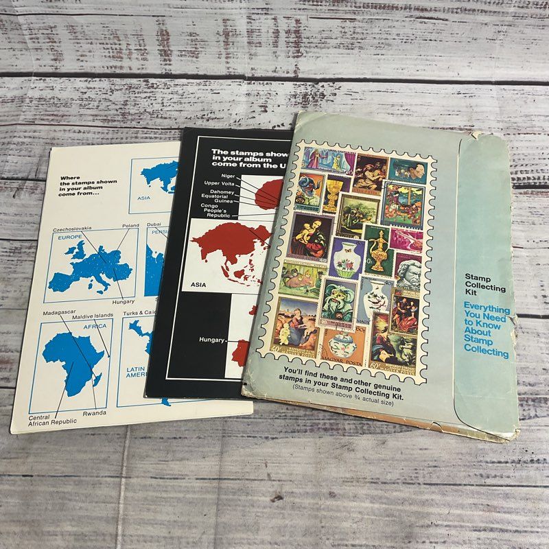 3 Vintage Stamp Collector Albums 2 Full Birds, Diamonds 1 Empty Masterworks