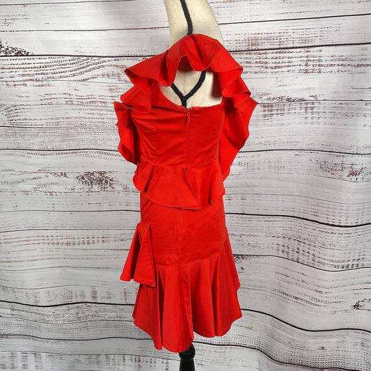 Rebecca Taylor Red Cotton Ruffle Short Dress - Size 0