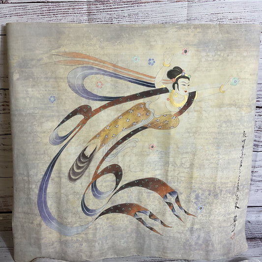 VTG./ANTIQUE Signed Chinese Flying Apsara Ink & Color Artwork PAINTING Signed.
