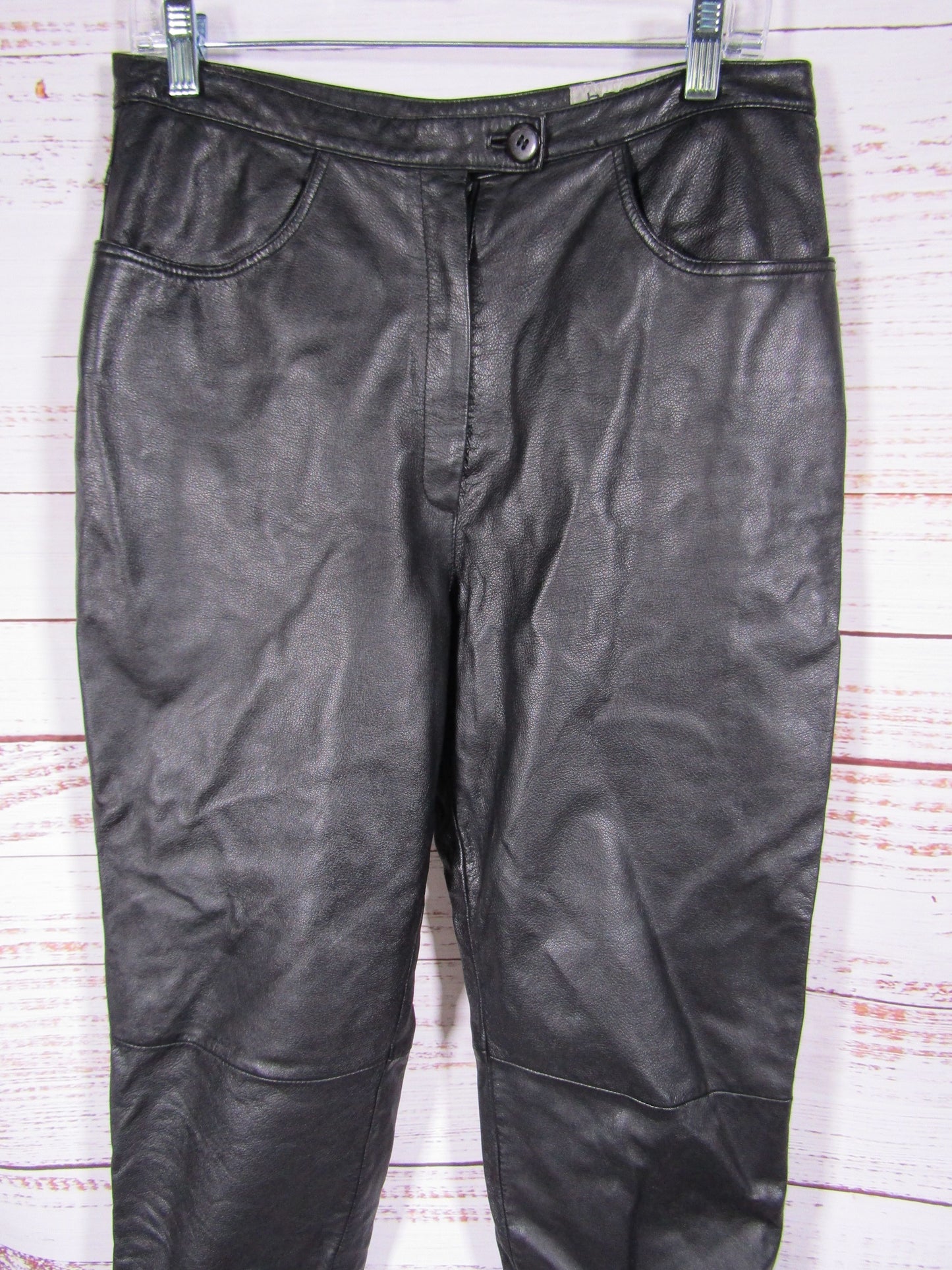 Vintage Bernard Women's Black Leather Pants Size 10