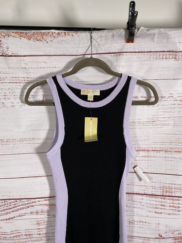 NWT Michael Kors Women's Ribbed Midi Tank Dress Black Size M