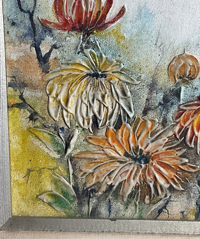 Portrait of Flowers Original Framed Painting by Signed Lydia Darvas