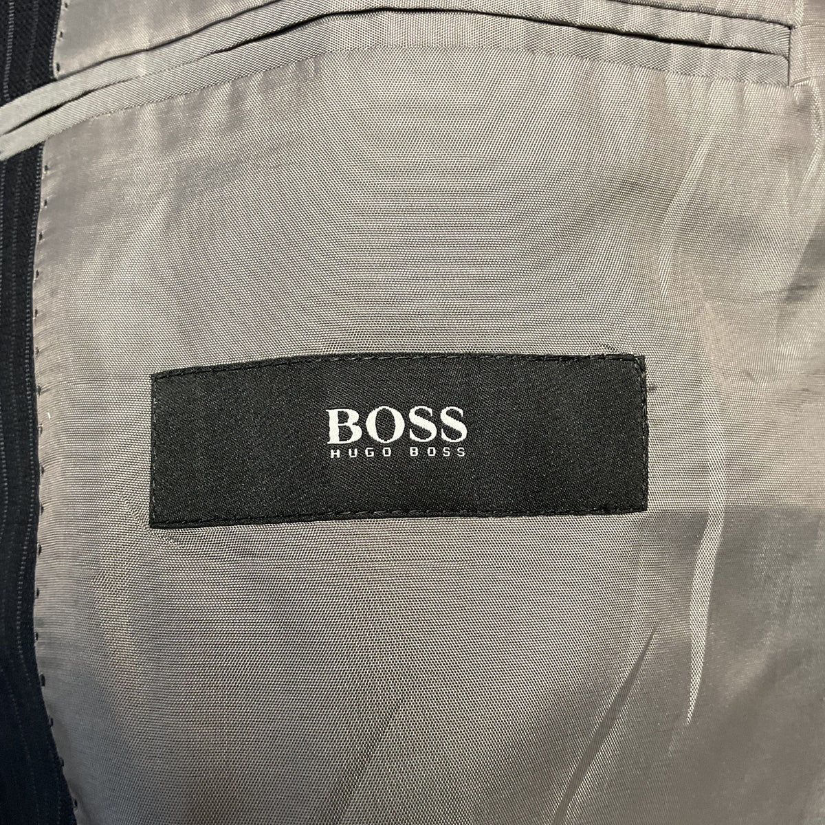 Hugo Boss Super 130 Blue Black Striped 2 Button Jacket - Size 40L