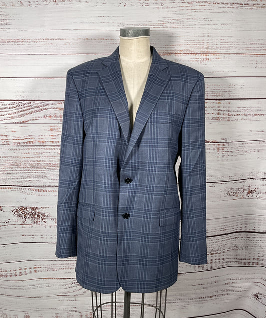Men's Brooks Brothers Blue Plaid Lambs Wool Blazer - Size 42