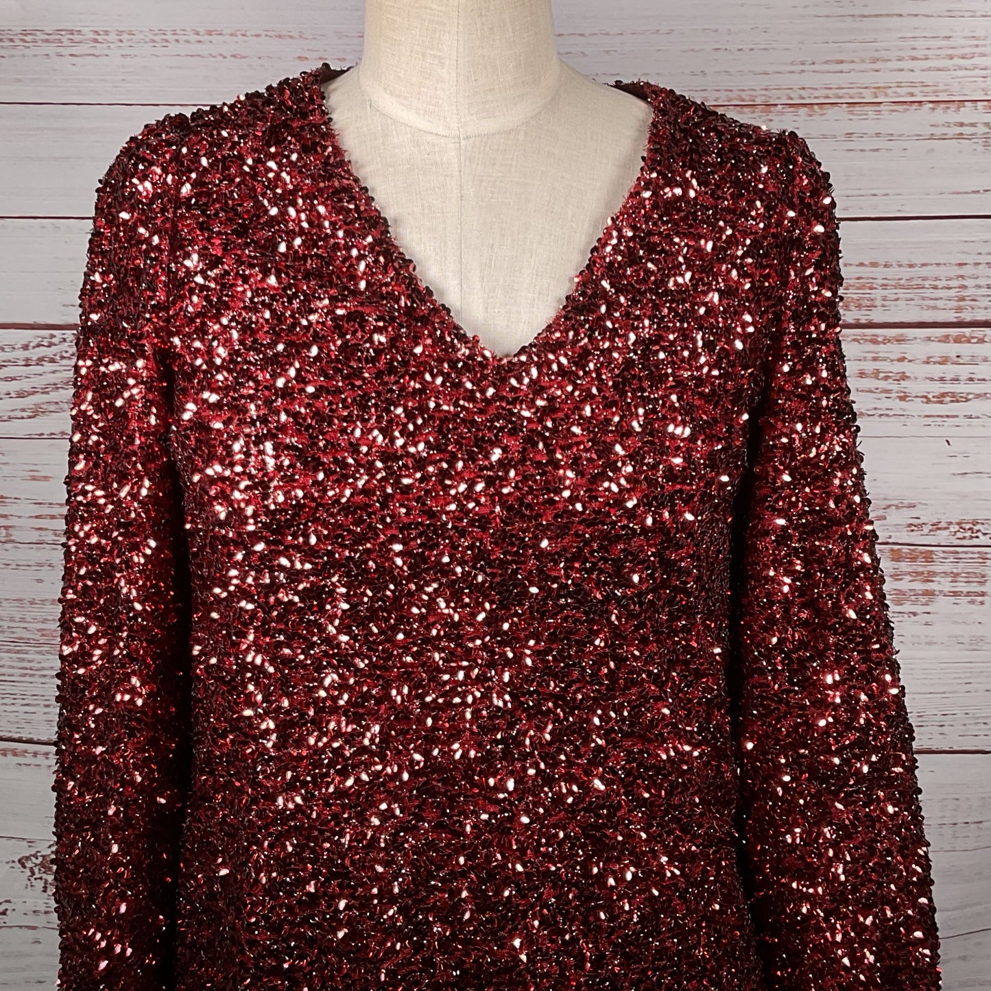 SEZANE Women's Cocktail Sequin Long Sleeve Mini Pullover Dress- SZ 34