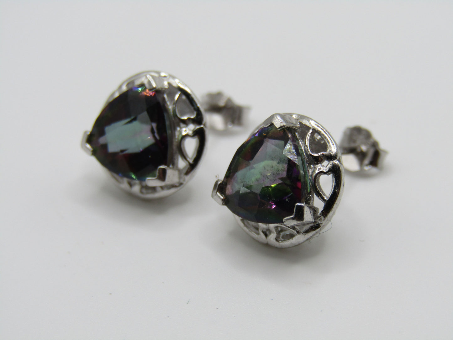 Sterling Silver Iridescent CZ Stud Earrings