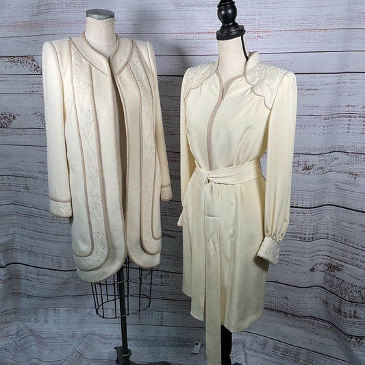 S. BALIAN DESIGNS 2pc. Women's Embroidered Belted Dress & Coat SEE MEASUREMENTS