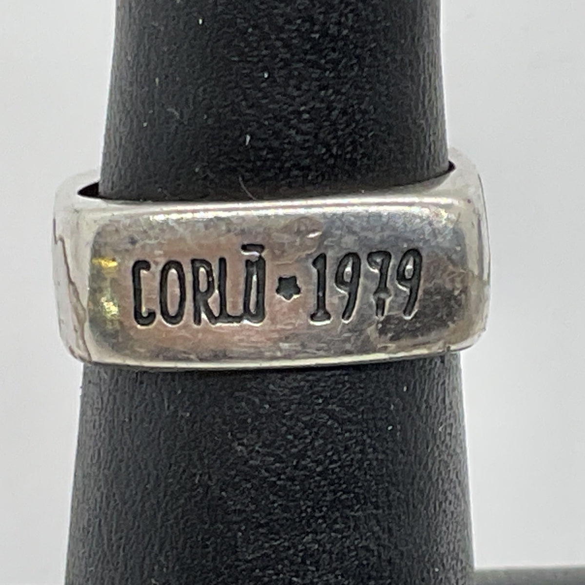 Corlù 1979 Italy Sterling Silver Rhodium Plated Square SZ 5.75 Ring- 4.76g