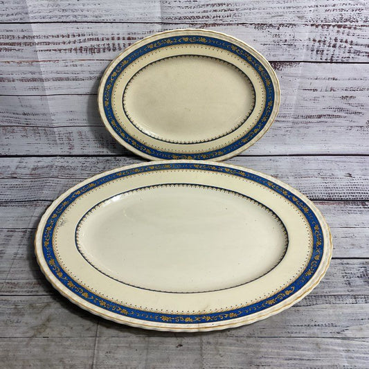 Myott Powder Blue 2 Pc Staffordshire Porcelain 10", 14" Serving Platter Set 5681